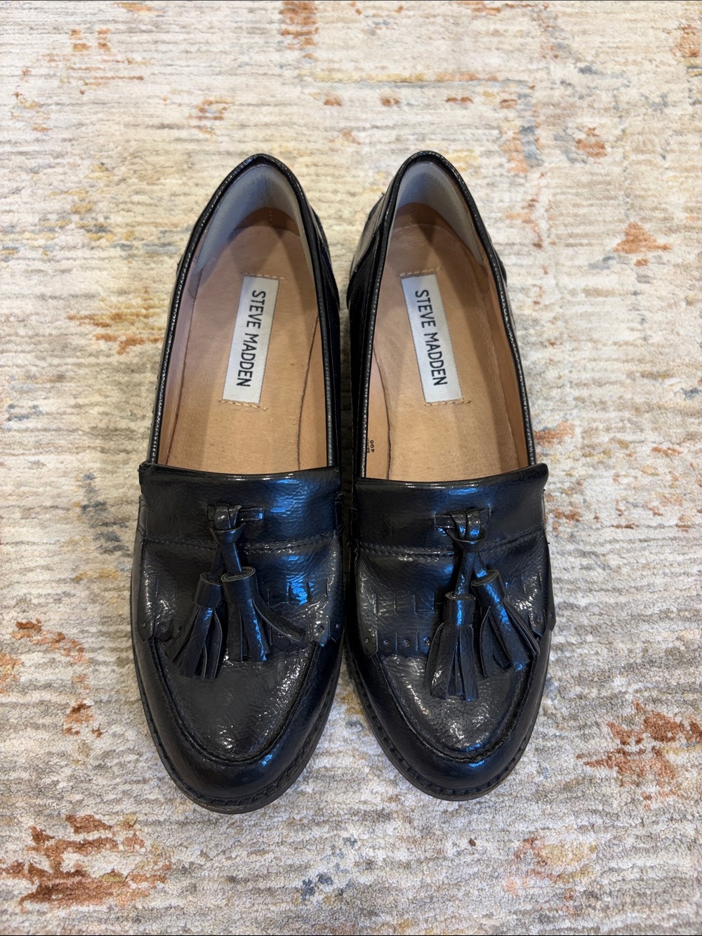 Steve Madden Black Leather Tassel Loafers